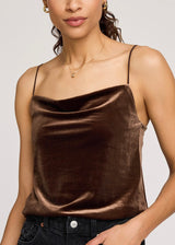 Sofie Cowl Neck Velvet Tank
