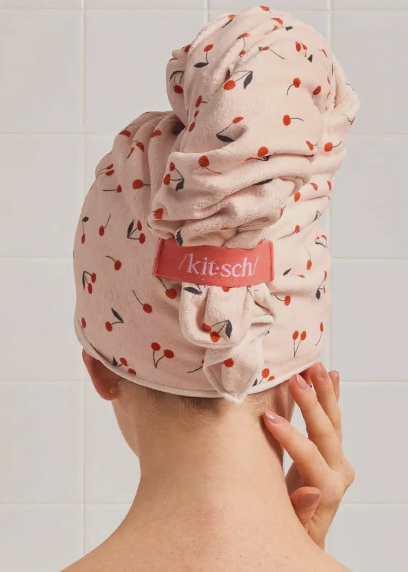 Xl Hair Towel Wrap - Cherry Print