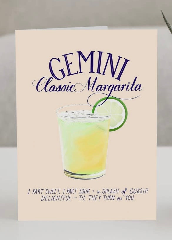 Gemini Cocktail Zodiac Birthday Card