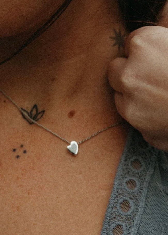Heart Charm Necklace in Sterling Silver