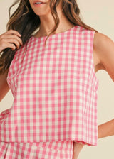 Gingham Check Tank Short Set