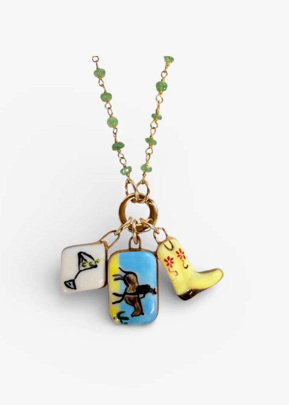Gemstone Charm Holder Necklace w/ Extender