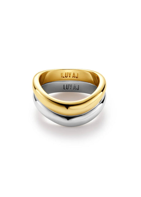 Two-Tone Wave Ring Set