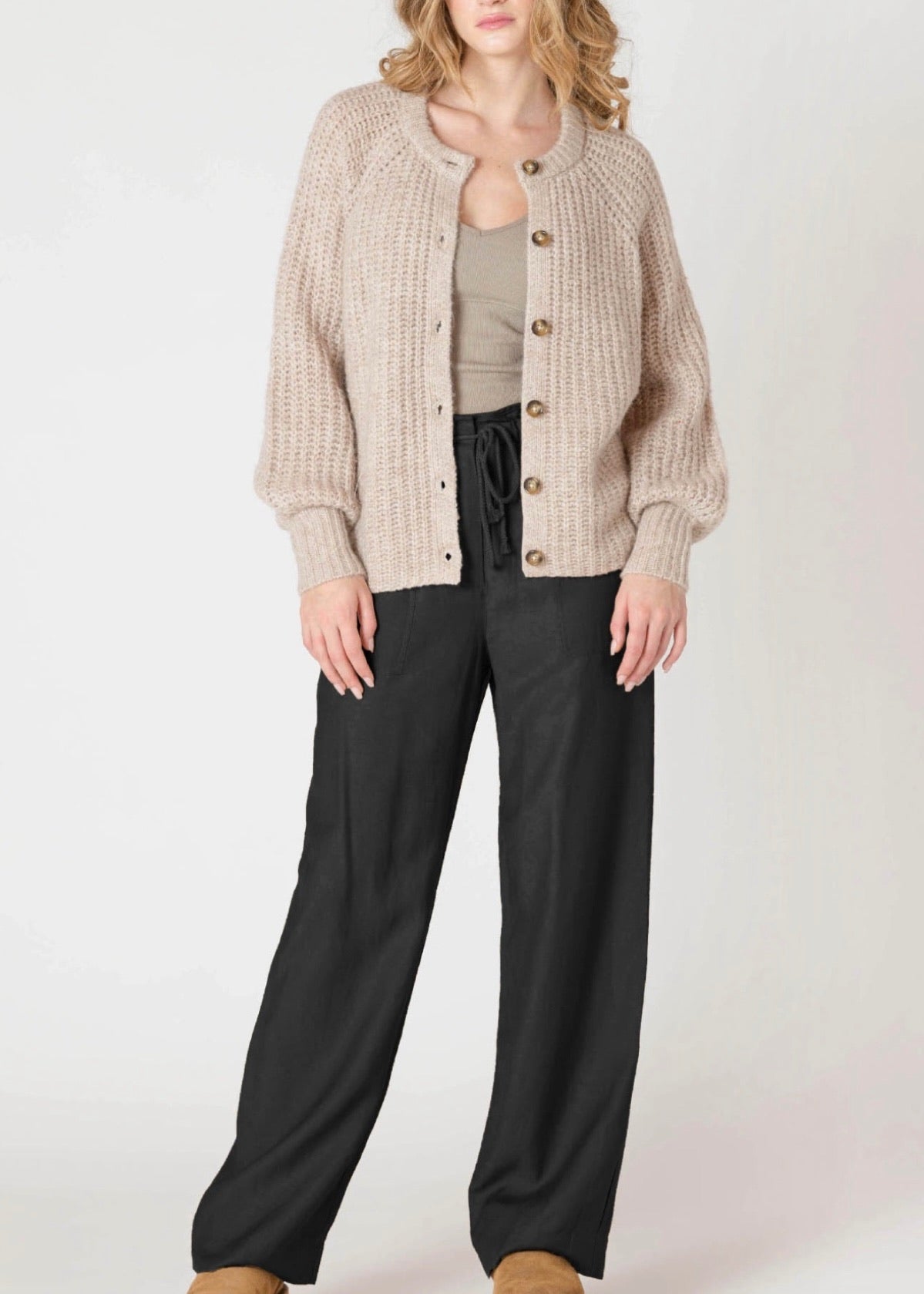 Crewneck Textured Cardigan