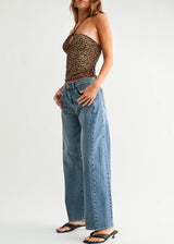 Twisted High Rise Stretch Barrel - Medium Denim
