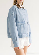 Boxy Denim Jacket Cow Collar