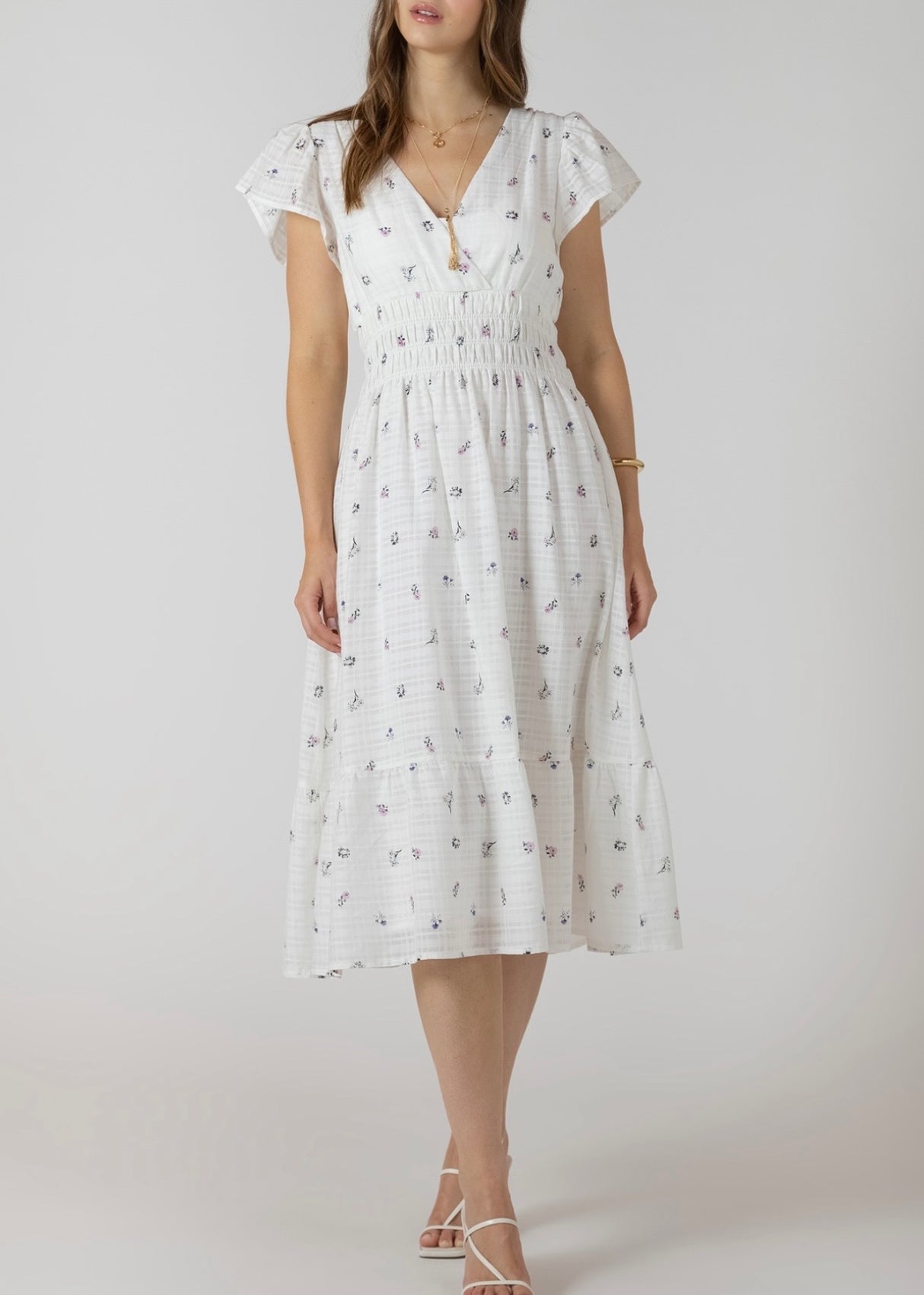 Dainty Rose Wrap Midi Dress