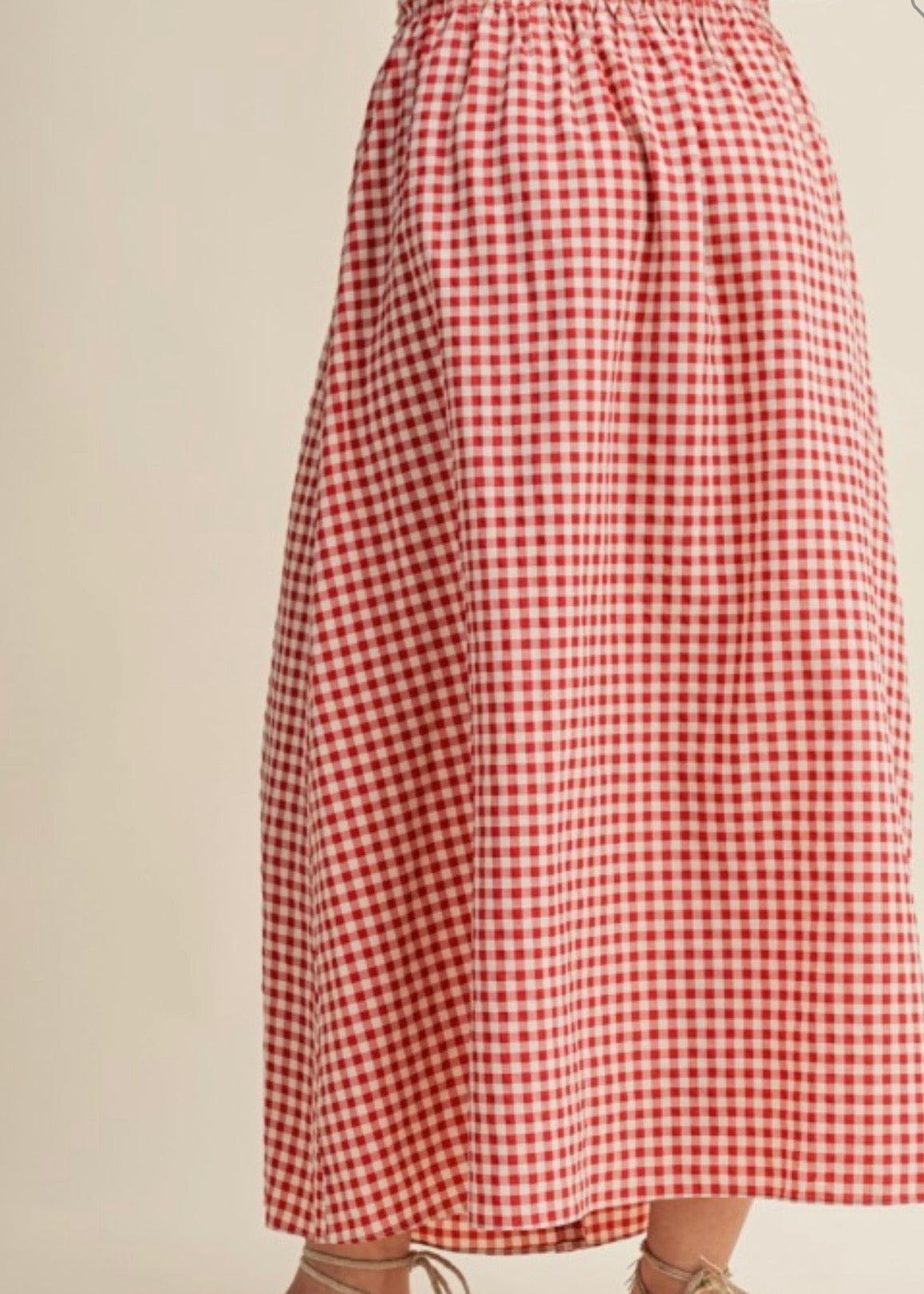 Gingham Long Skirt – Red Ribbon