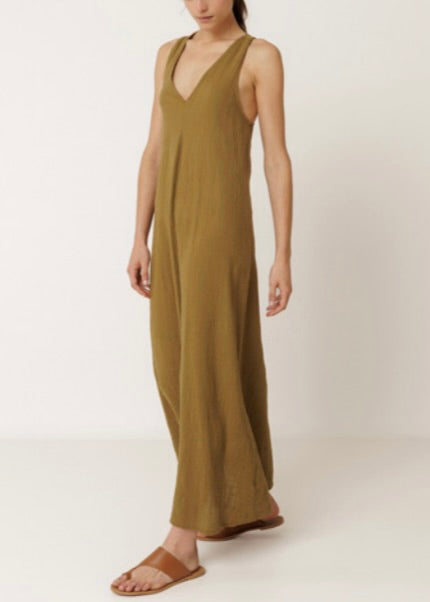 Crossback V-Neck Cotton Dress