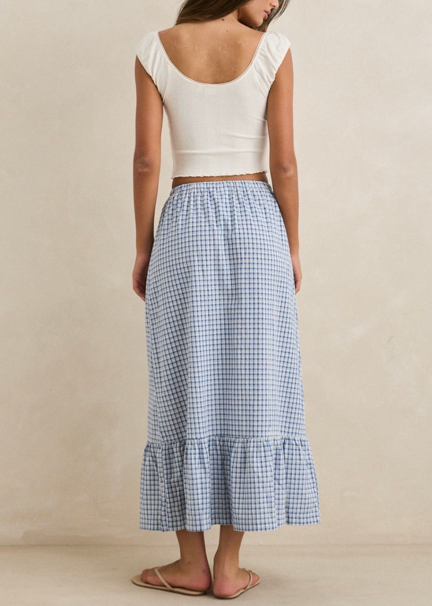 Lola Check Tiered Maxi Skirt