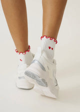 Heart Ruffle Grip Socks