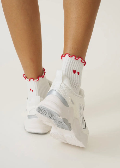 Heart Ruffle Grip Socks