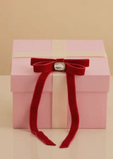 Holiday Velvet & Gemstone Bow Hair Clip