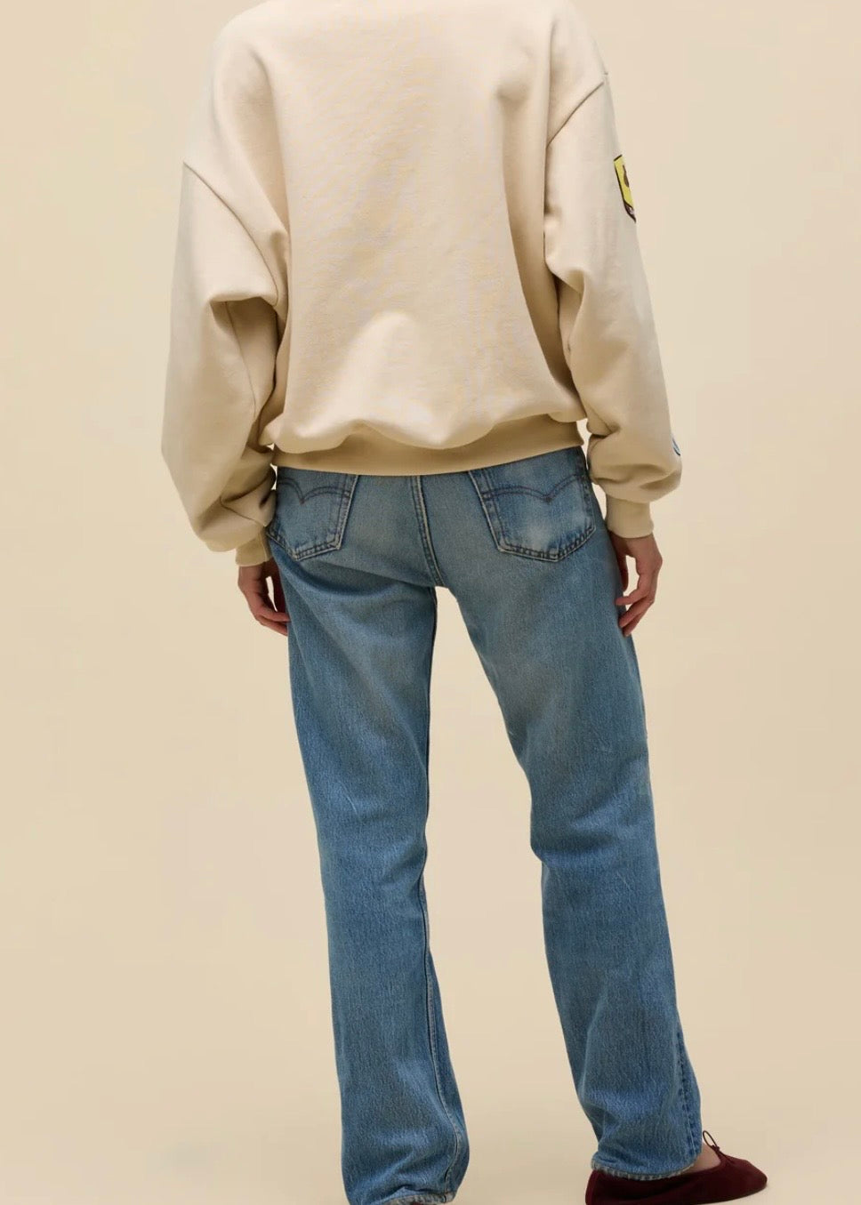 Western Patches Oversized Crew Sweatshirt