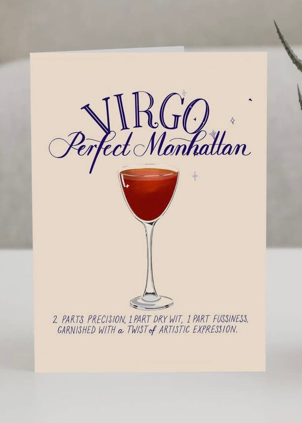 Virgo Cocktail Zodiac Birthday Card