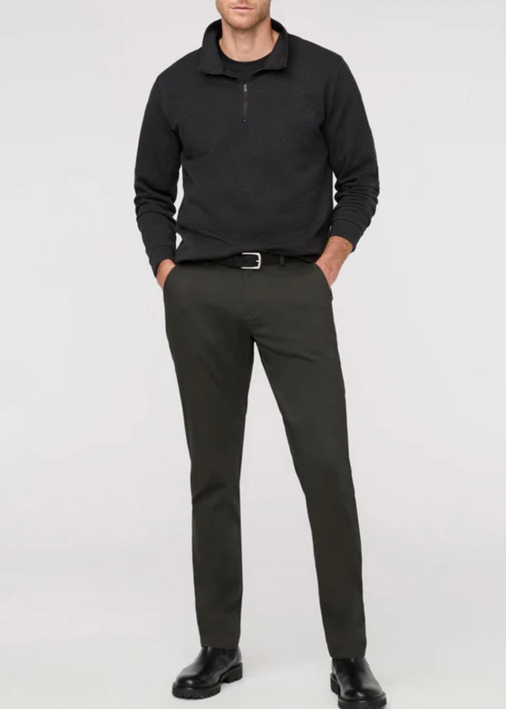 NuStretch Slim Straight Trouser in Evergreen