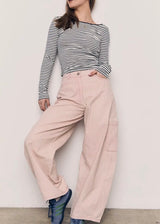Open Back Striped Long Tee