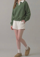 Pre-Shrunk Cotton Fleece Collared Sweatshirt