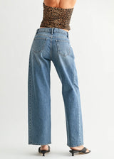 Twisted High Rise Stretch Barrel - Medium Denim
