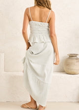 Driftwood Stripe Ruffle Midi Skirt