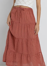 Lola Check Tiered Maxi Skirt