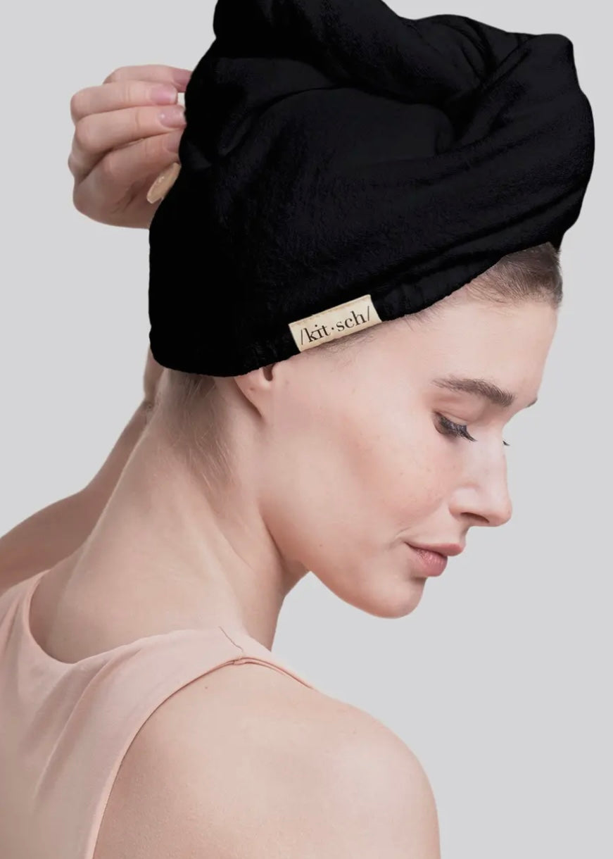 Quick Dry Hair Towel - Eco Black
