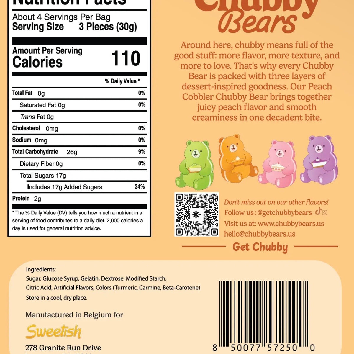 Chubby Bears Peach Cobbler Gummy Bears