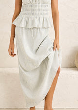 Driftwood Stripe Ruffle Midi Skirt