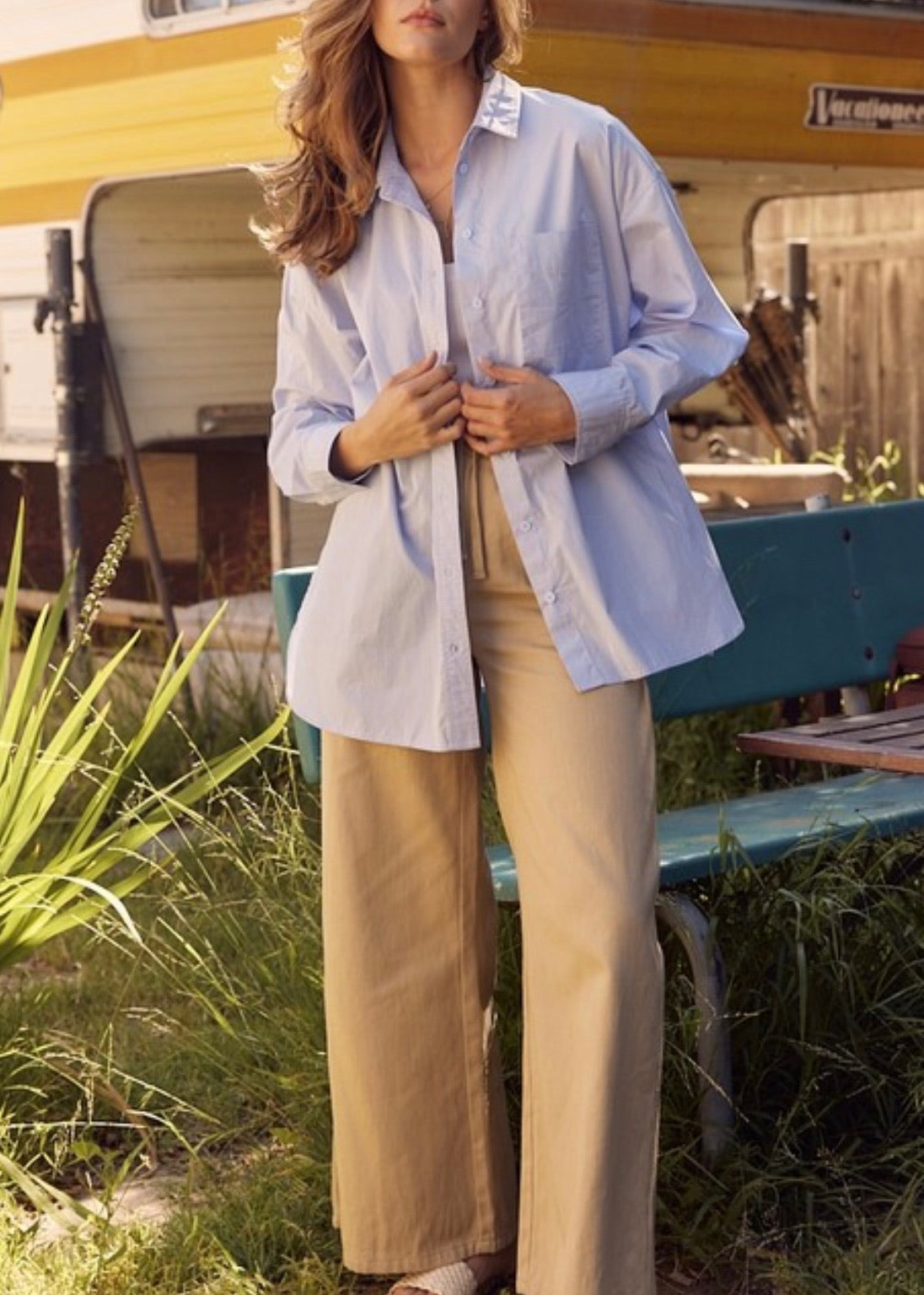 Contrast Stitch Button Down Shirt