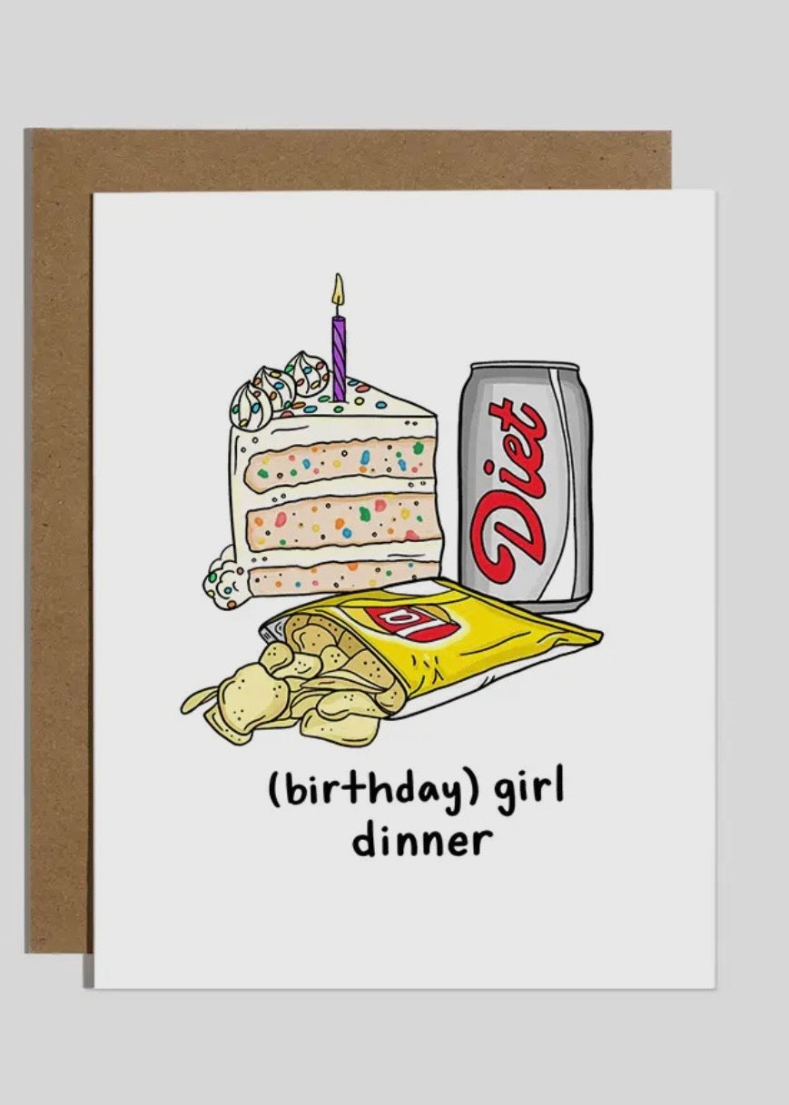 Girl Dinner Birthday Card