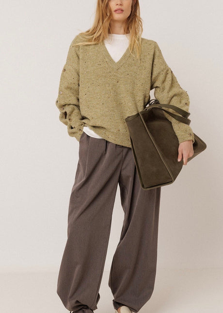 Button-Sleeved Sweater
