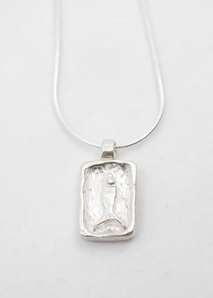 Fin Charm Necklace in Sterling Silver