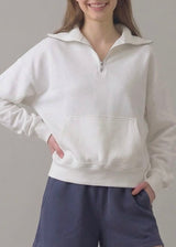 Pre Shrunk Cotton Terry Half Zip Sweatshirt