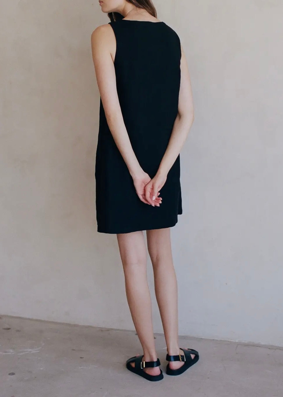 Linen Sleeveless Buttoned Mini Dress
