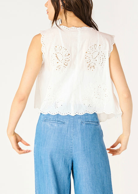 Tie Front Eyelet Top