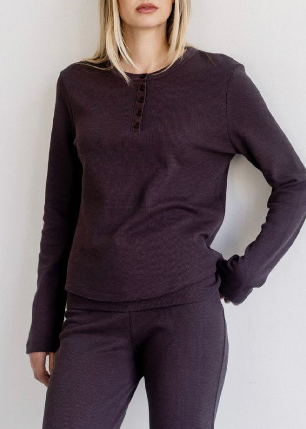 Waffle Henley Top