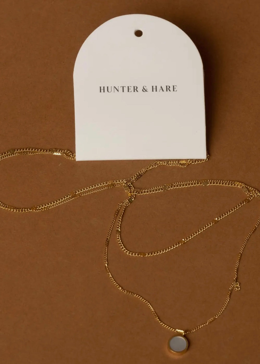 Dual Chain Opal Shell Pendant Necklace