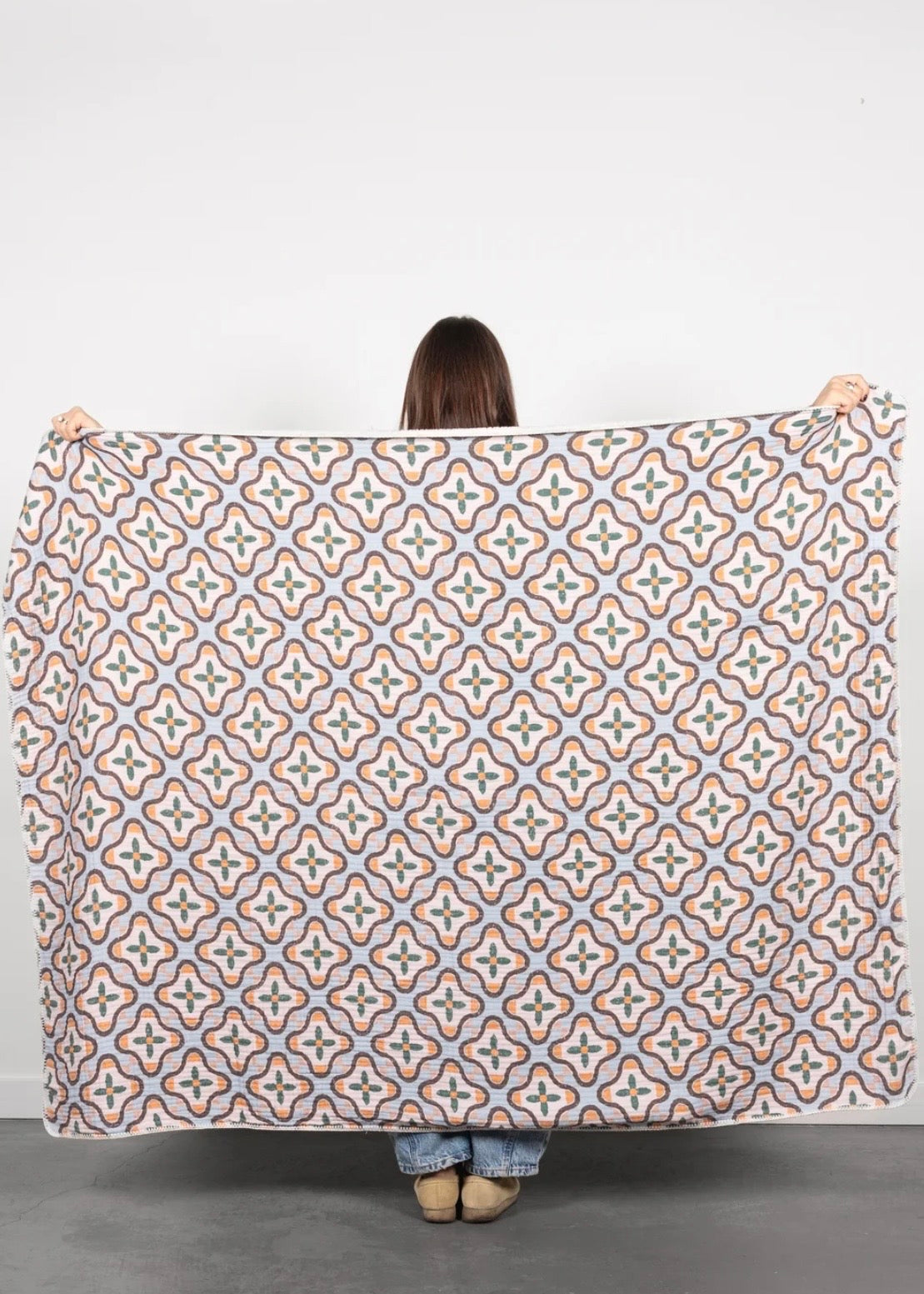 THE MOSAIC | Block Print Sherpa Lined Throw