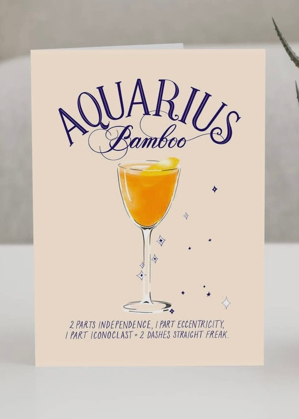 Aquarius Cocktail Zodiac Birthday Card