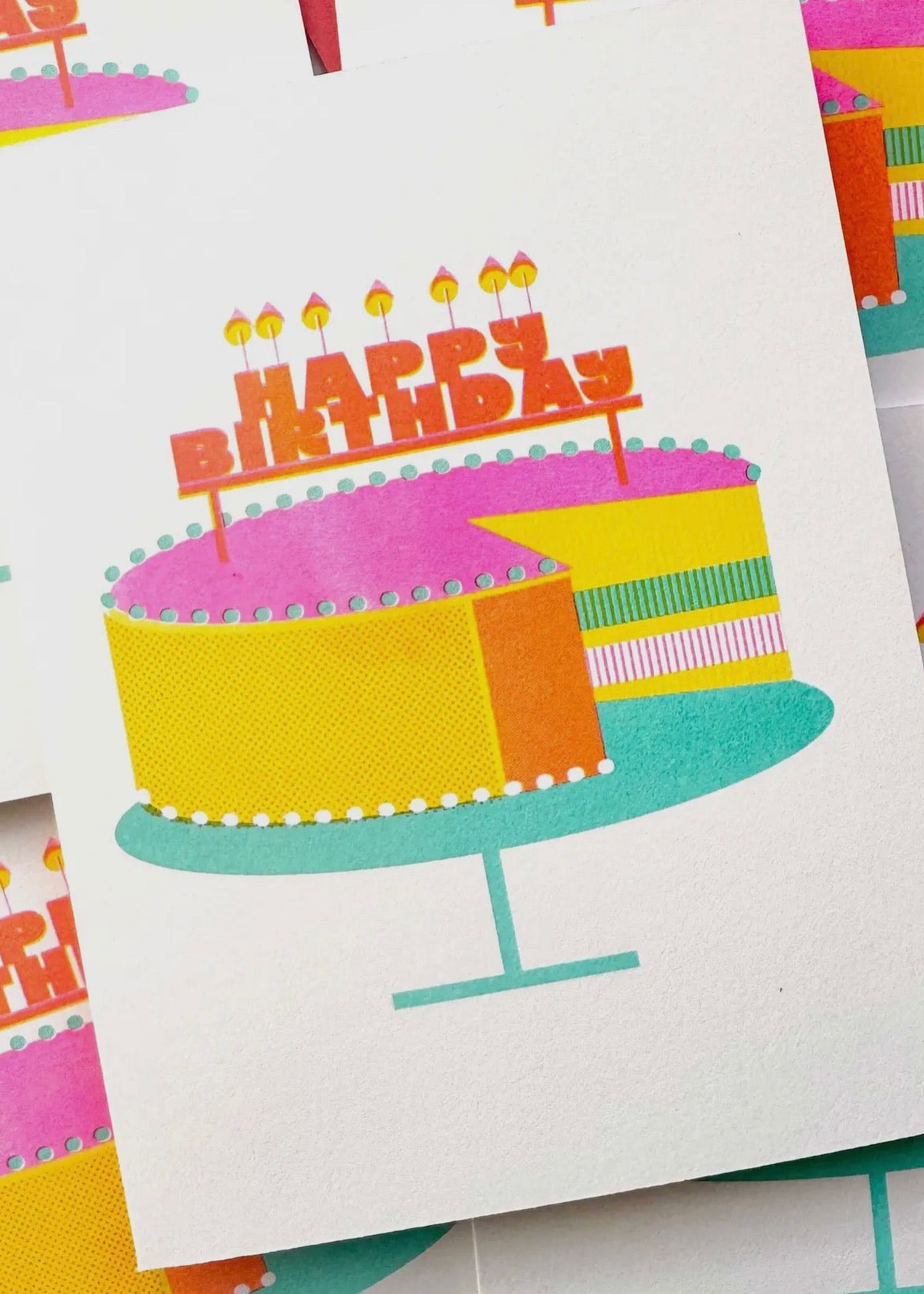 Mid Century Modern Risograph Birthday Card