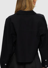Cropped Oxford Shirt in Black
