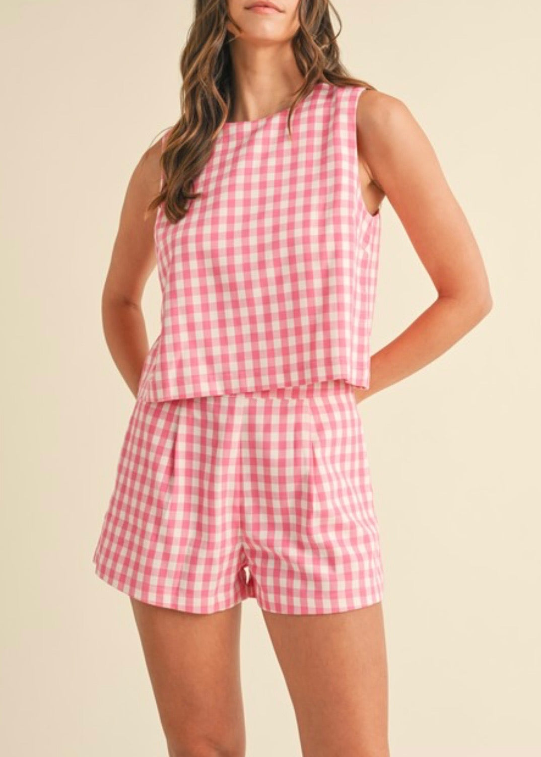 Gingham Check Tank Short Set