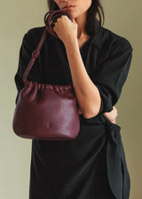 Gathered Leather Tote Bag