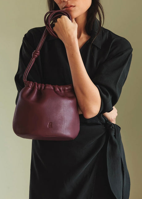 Gathered Leather Tote Bag