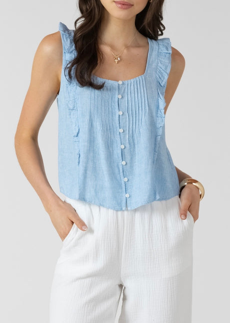 Pintuck Ruffle Tank