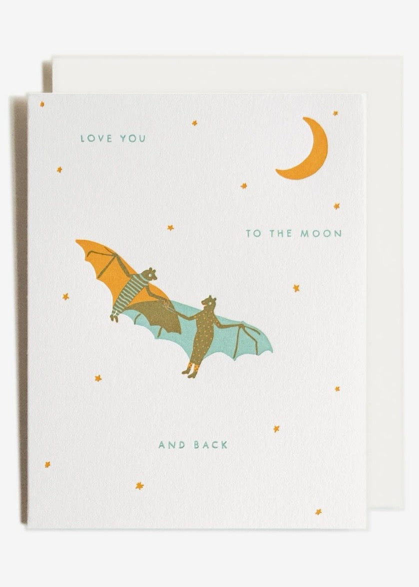 Bats Moon & Back | Letterpress Card