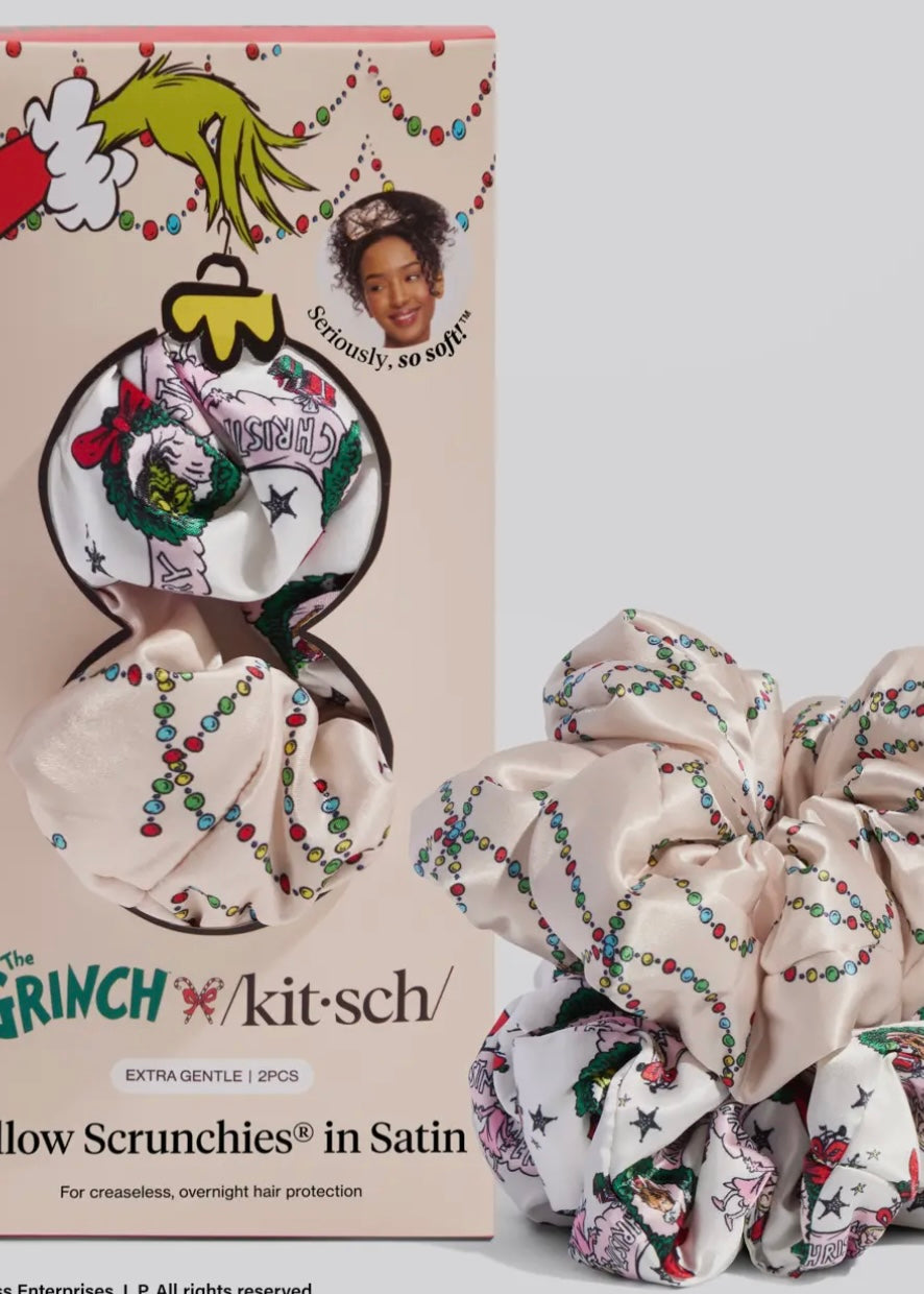 The Grinch X Kitsch Satin Pillowscrunchies® in Cindy Lou Who