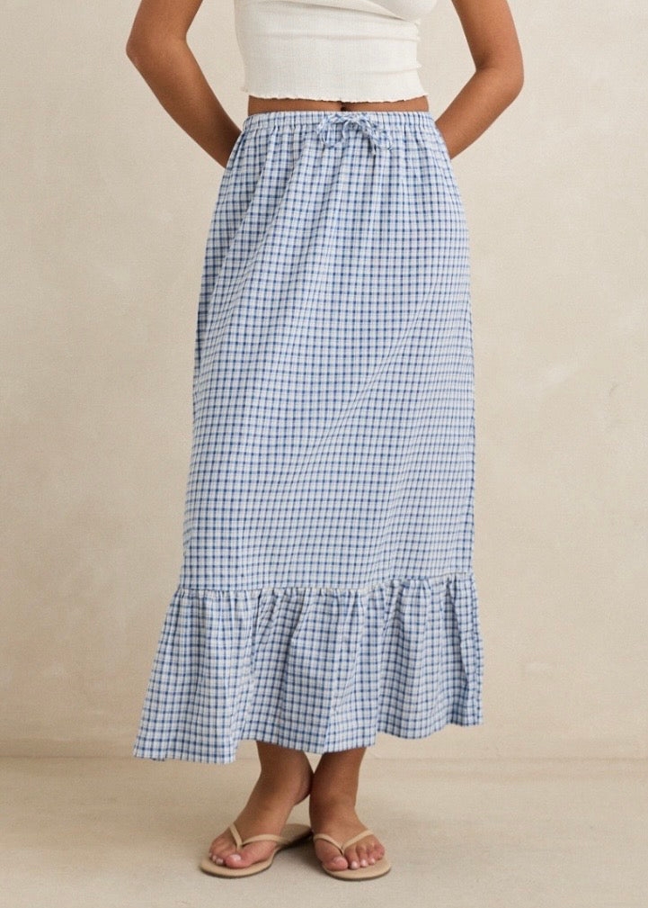 Lola Check Tiered Maxi Skirt