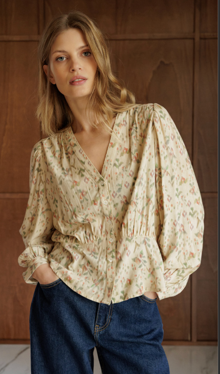 Cinched Patterend Blouse