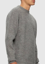 Brushed Knit Crew in Grey